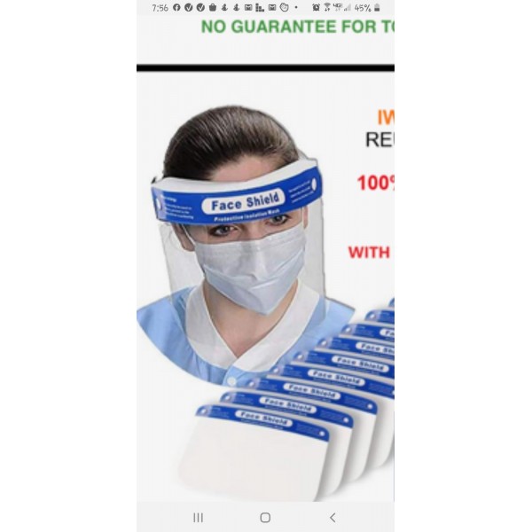 Face Shield Protective Isolation Mask 12 pack
